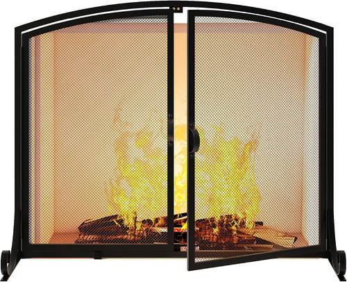 Fireplace screen with doors - screen,