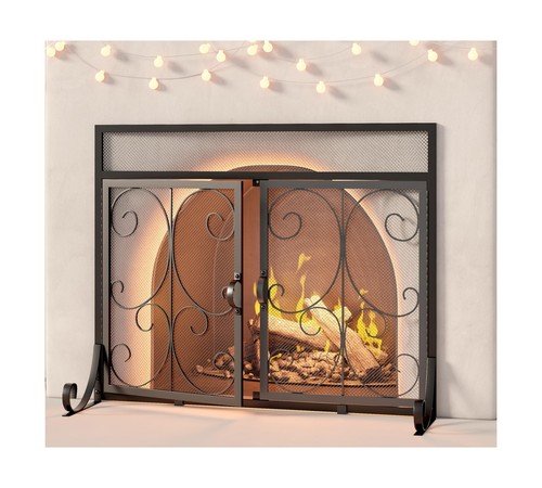 Flat fireplace screen with - fireplace,